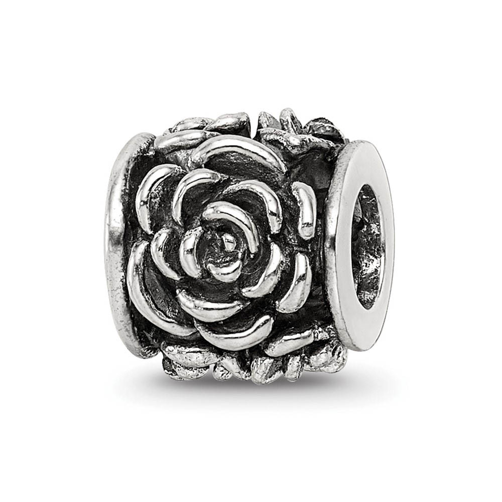 Rose Bali Charm in Silver for 3mm Charm Bracelets