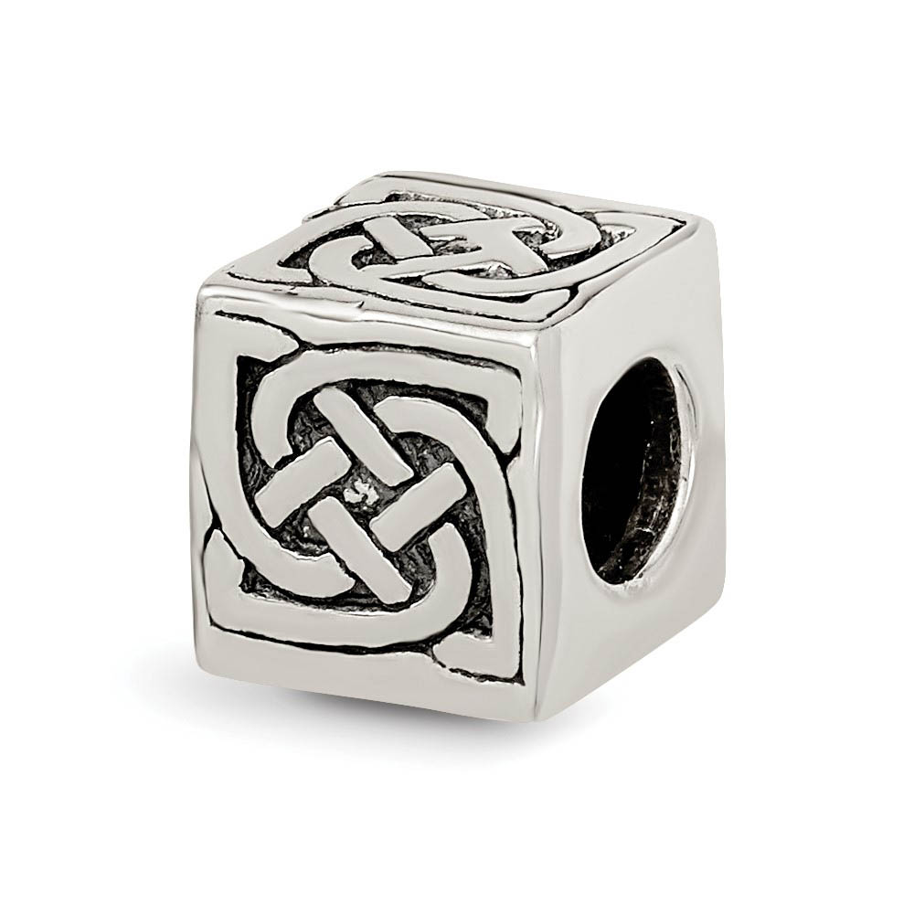 Celtic Block Charm in Silver for 3mm Charm Bracelets