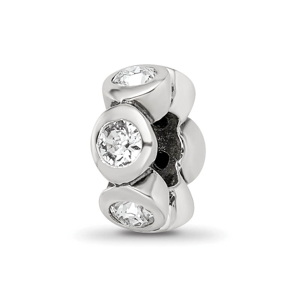 Sterling Silver April Crystal Birthstone, 6-Stone Bead Charm