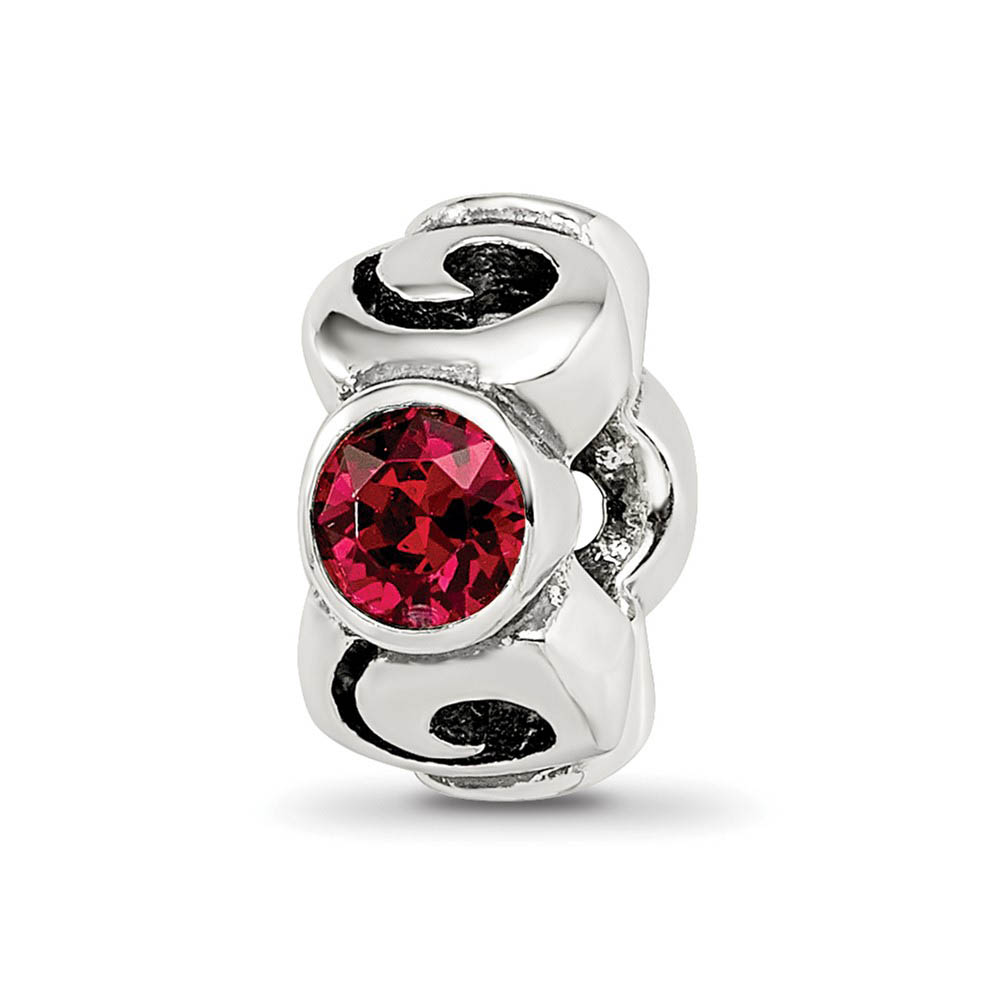 Sterling Silver July Crystal Birthstone, 3-Stone Bead Charm