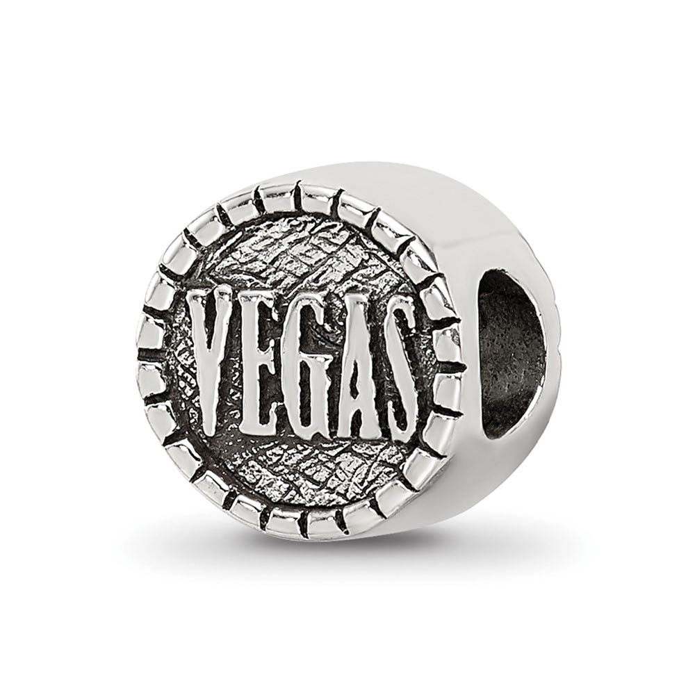 Sterling Silver Double sided, Vegas Chip Bead Charm