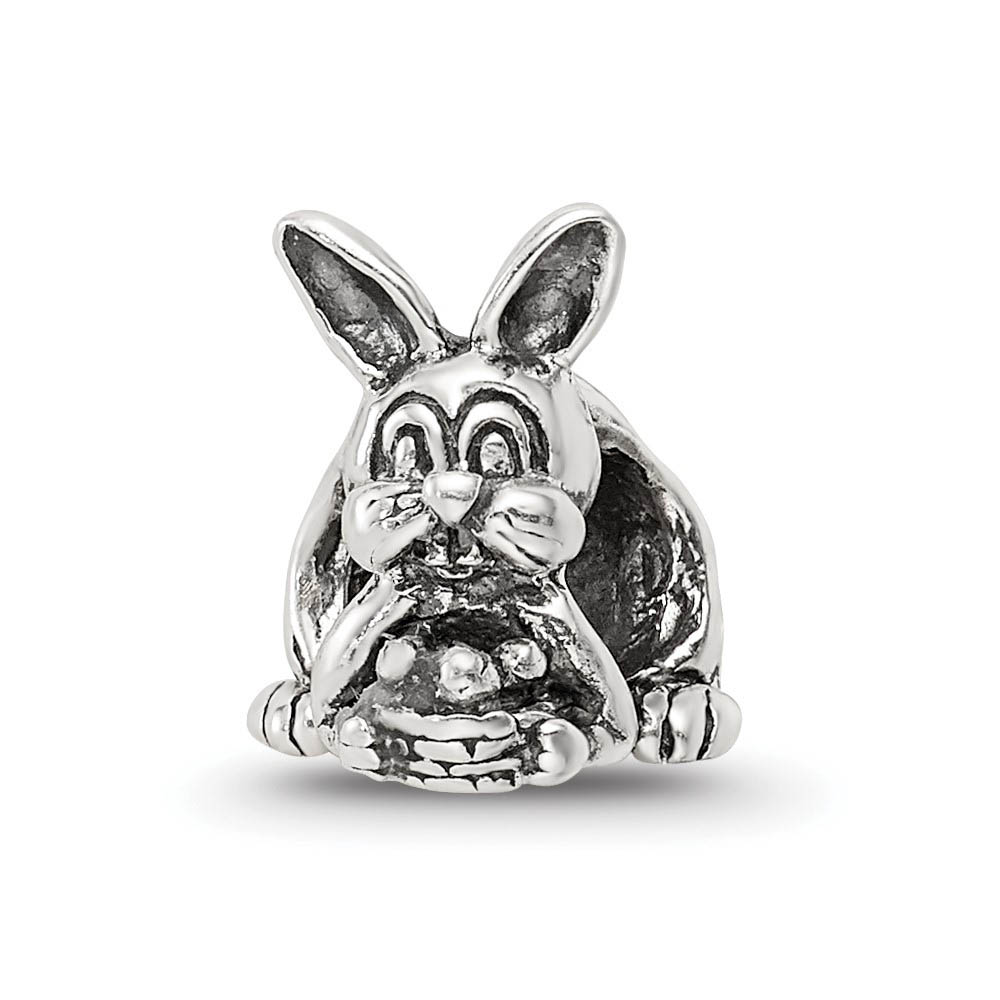 Sterling Silver Easter Bunny with Basket Bead Charm