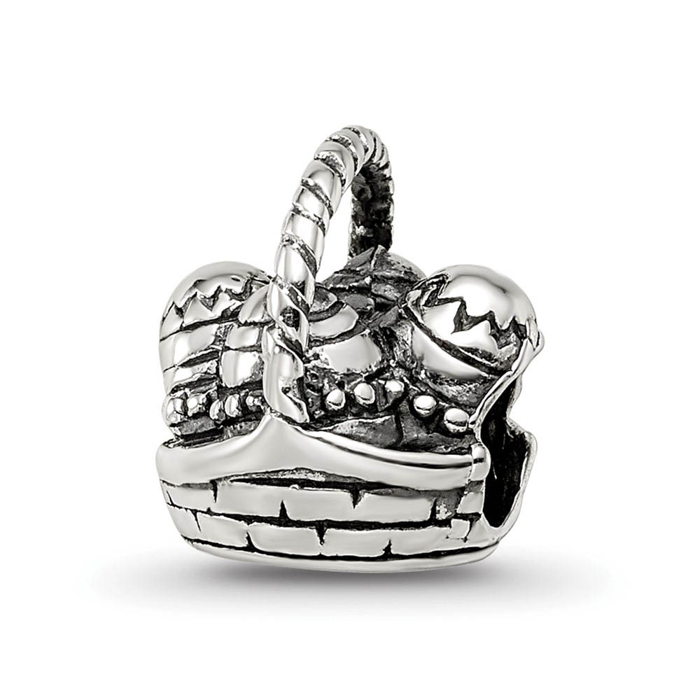 Easter Basket Charm in Silver for 3mm Charm Bracelets