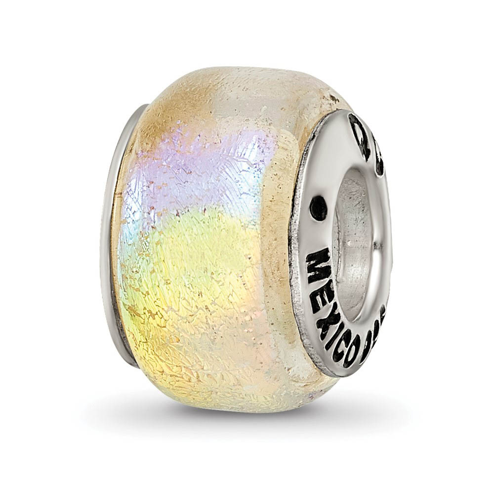 Rainbow Dichroic Glass Sterling Silver Bead Charm