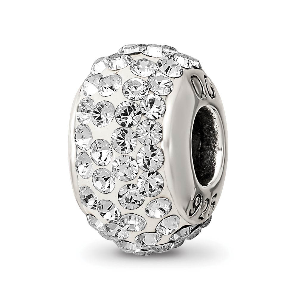 Sterling Silver with White Crystals April Birthstone Bead Charm