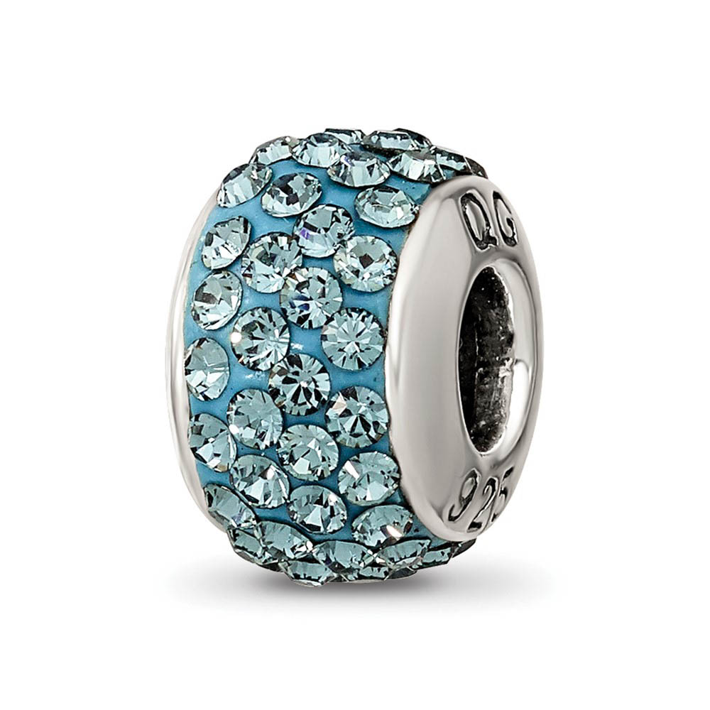 Sterling Silver with Pale Blue Crystals December Birthstone Bead Charm