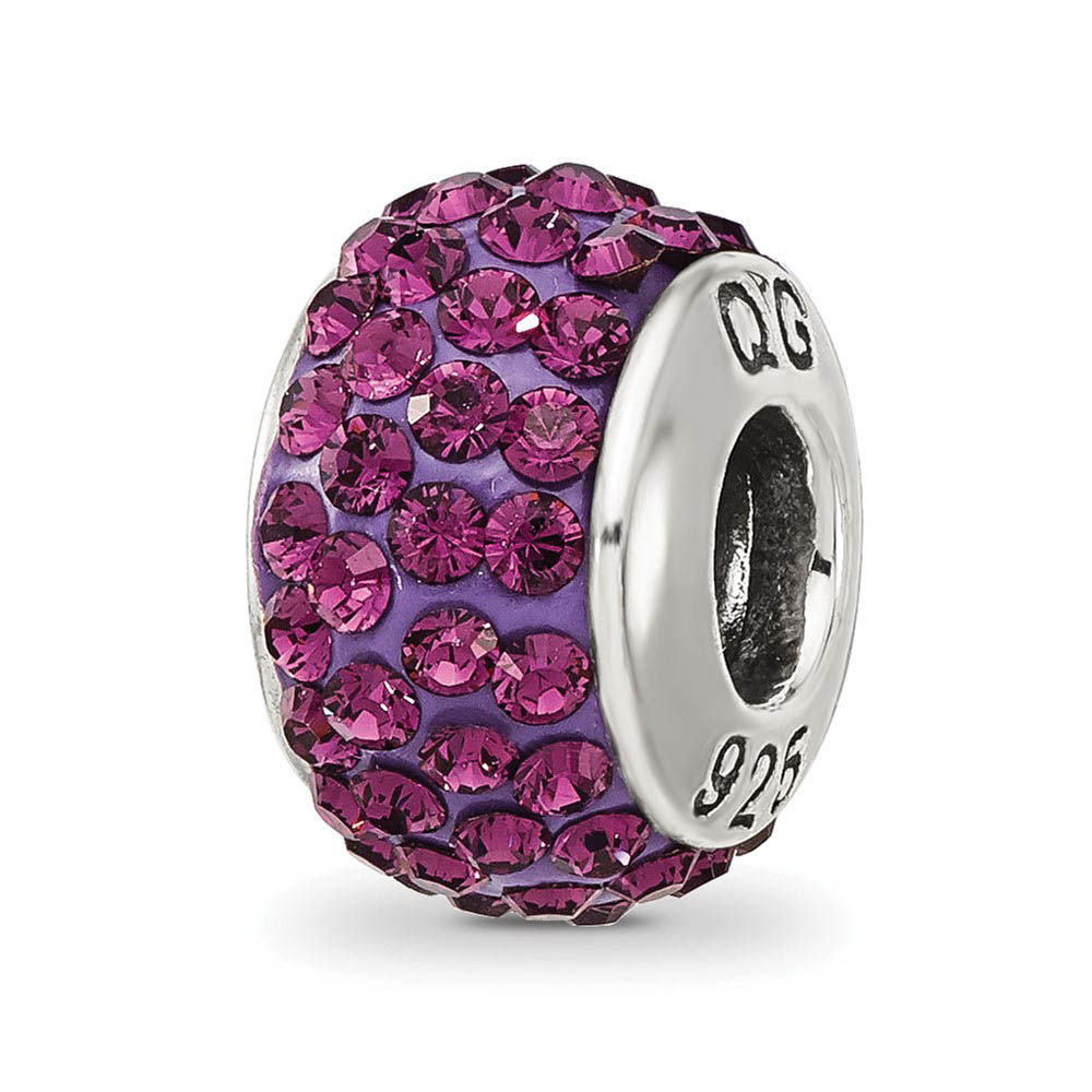 Sterling Silver with Purple Crystals February Birthstone Bead Charm