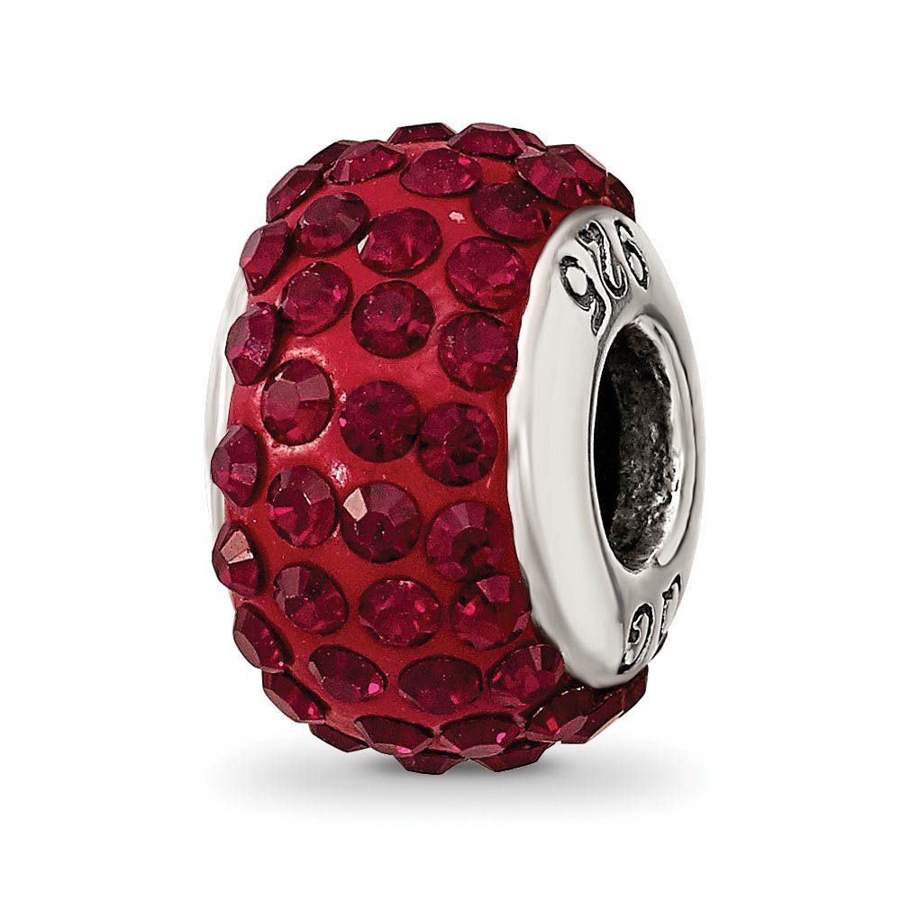 Sterling Silver with Deep Red Crystals January Birthstone Bead Charm