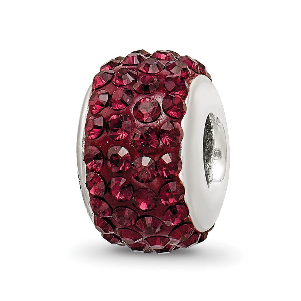 Sterling Silver with Red Raspberry Crystals June Birthstone Bead Charm