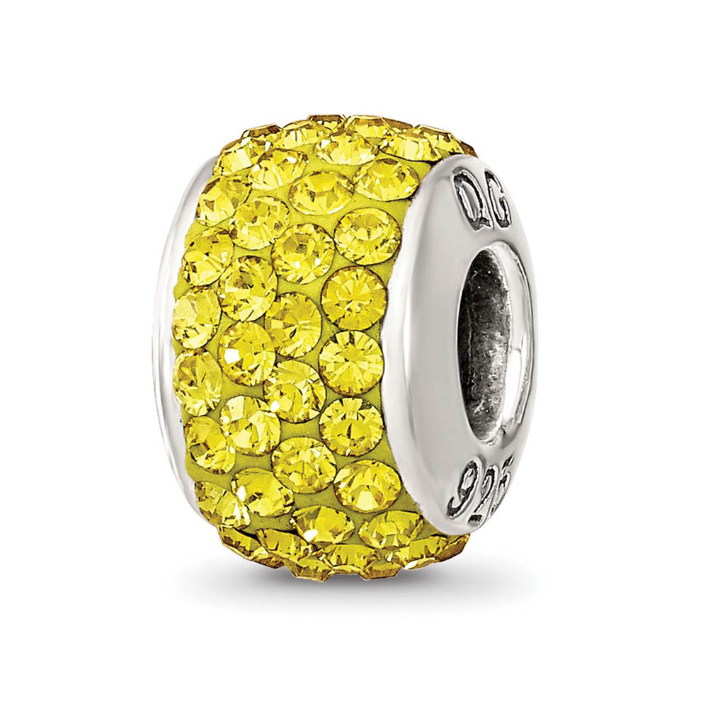 Sterling Silver with Yellow Crystals November Birthstone Bead Charm
