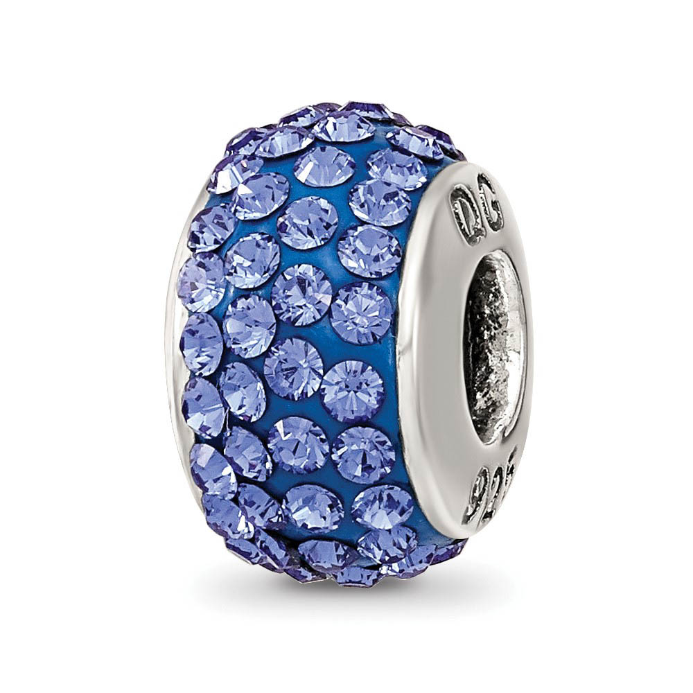 Sterling Silver with Blue Crystals Sept Birthstone Bead Charm