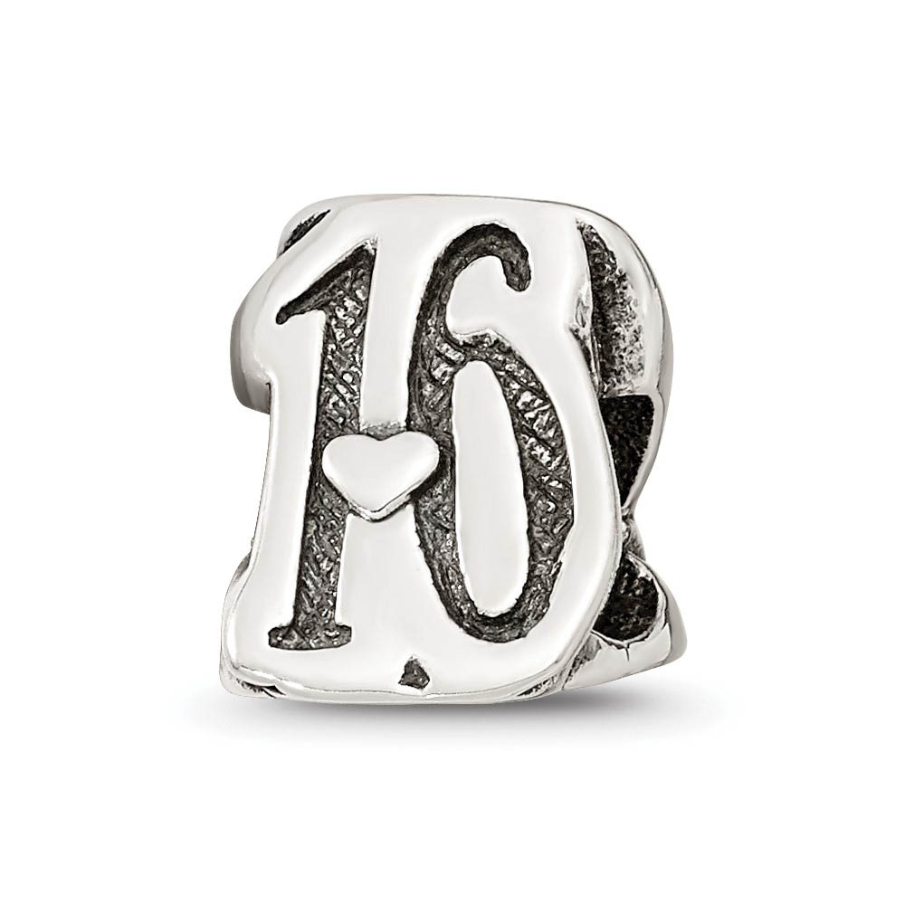 Sterling Silver Special Year Number 16 Bead Charm