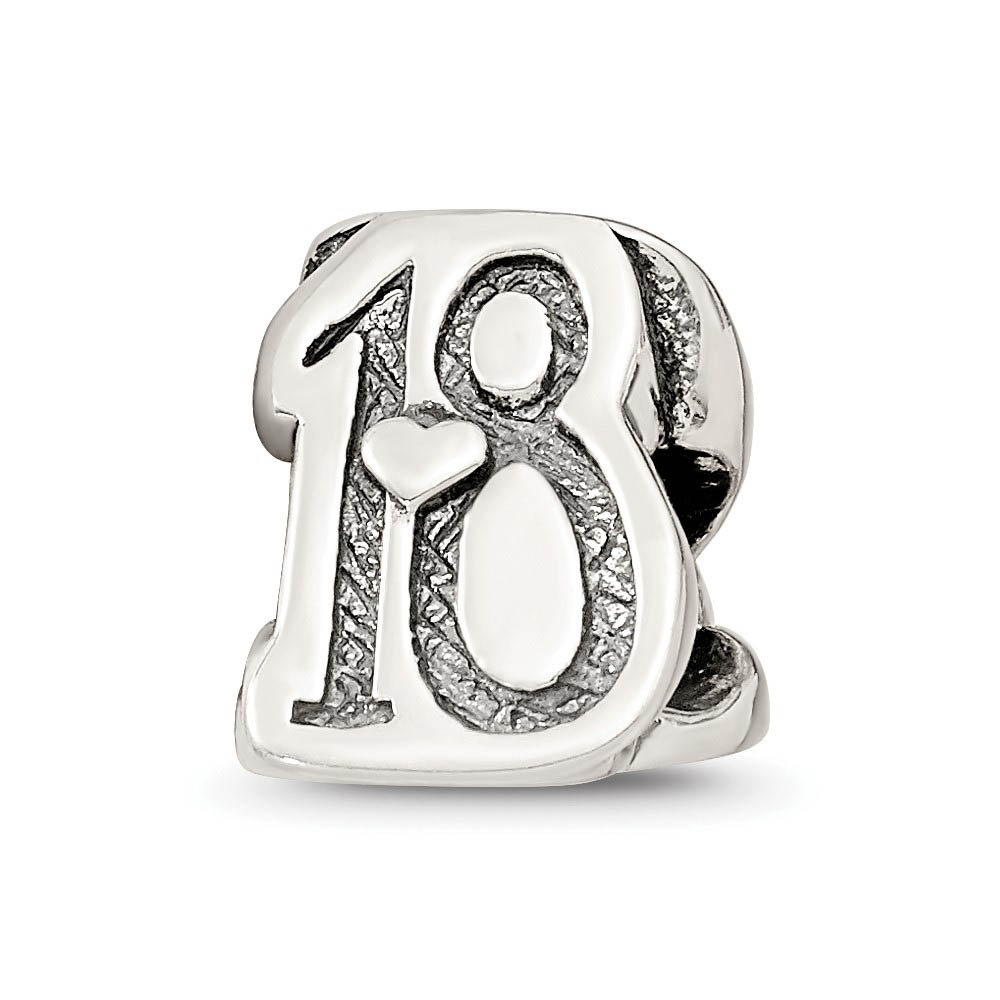 Sterling Silver Special Year Number 18 Bead Charm