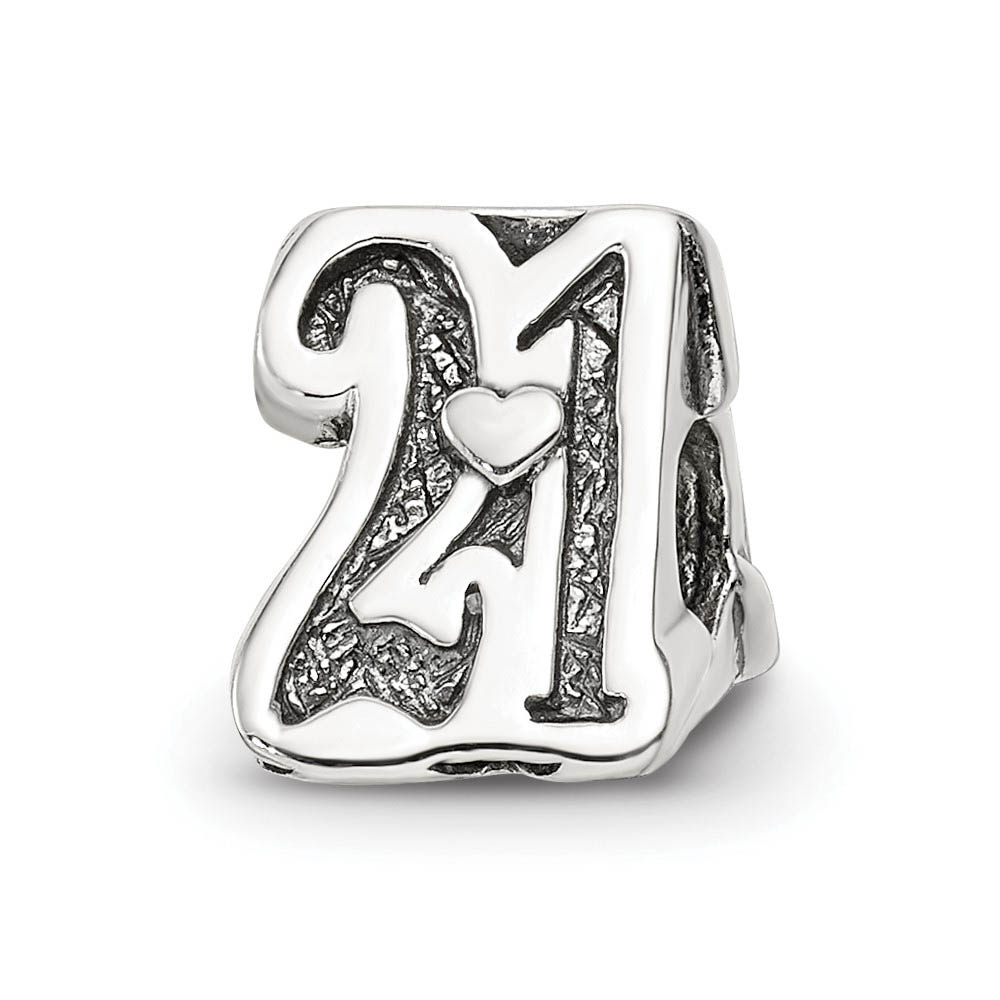 Sterling Silver Special Year Number 21 Bead Charm