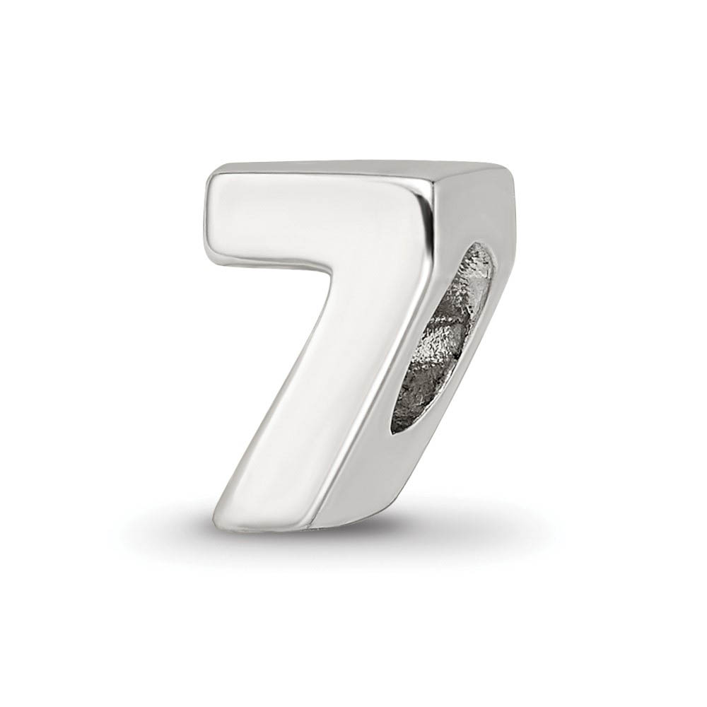 Sterling Silver Block Style, Number 7 Bead Charm