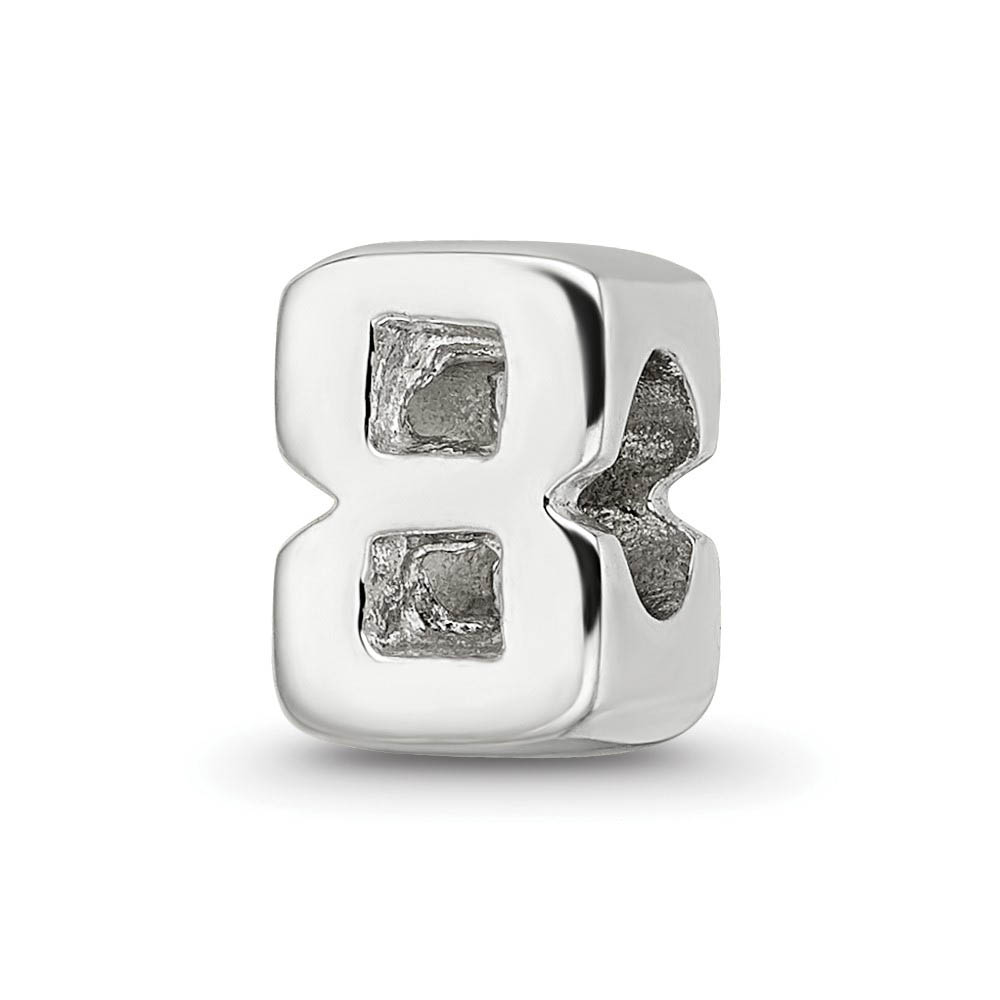 Sterling Silver Block Style, Number 8 Bead Charm