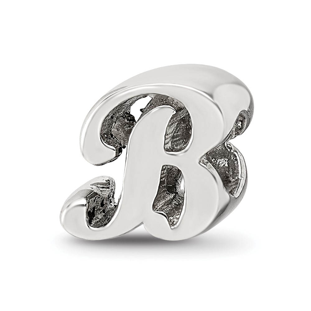 Sterling Silver Script Style, Letter B Bead Charm