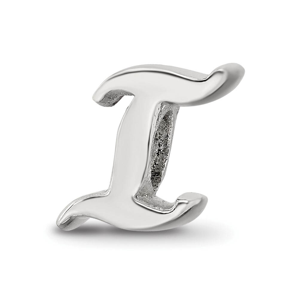 Sterling Silver Script Style, Letter I Bead Charm