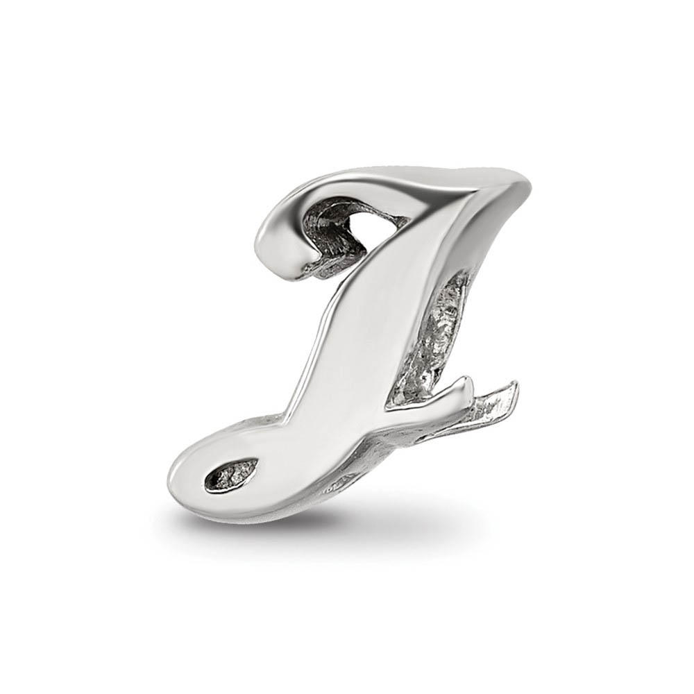 Sterling Silver Script Style, Letter J Bead Charm