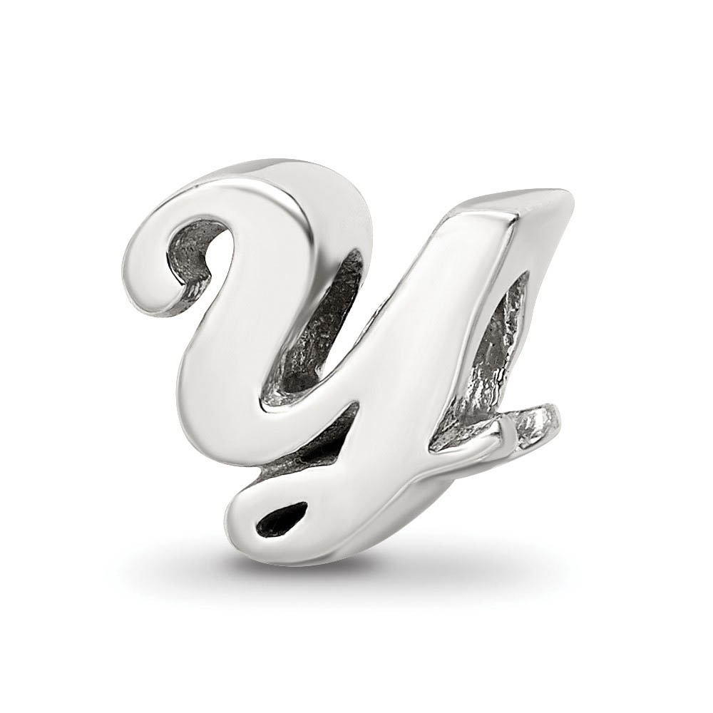 Sterling Silver Script Style, Letter Y Bead Charm