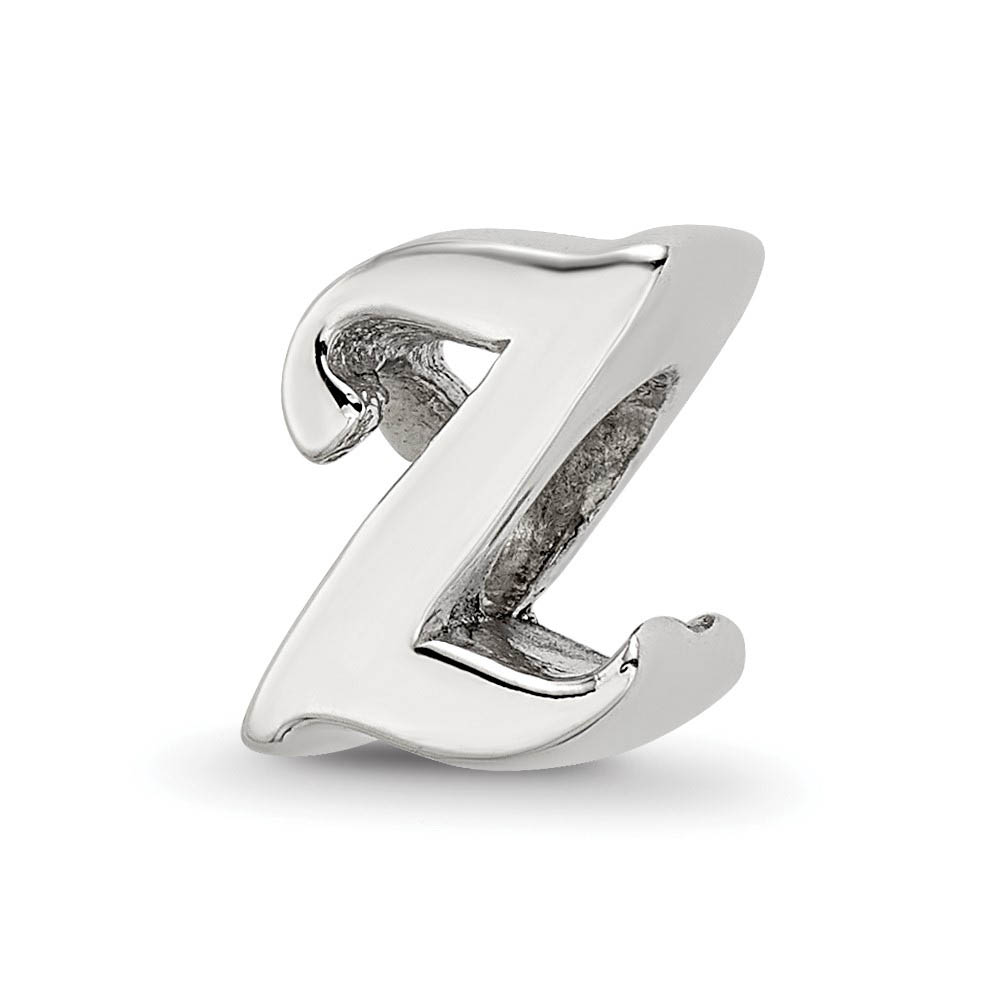 Sterling Silver Script Style, Letter Z Bead Charm