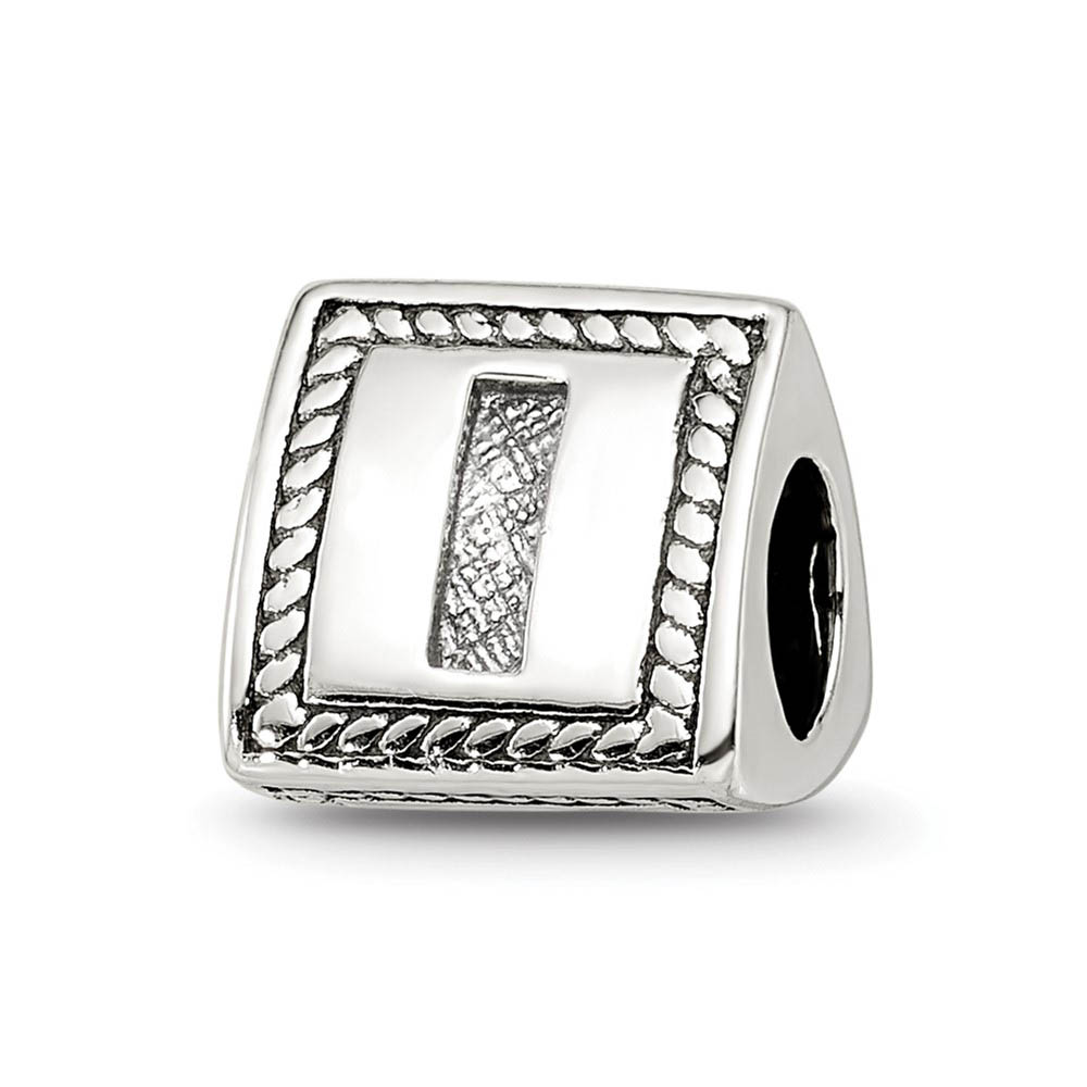 Triangle Block, Letter I Sterling Silver Bead Charm