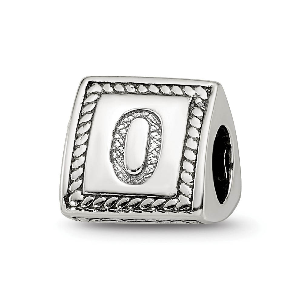 Triangle Block, Number 0 Sterling Silver Bead Charm