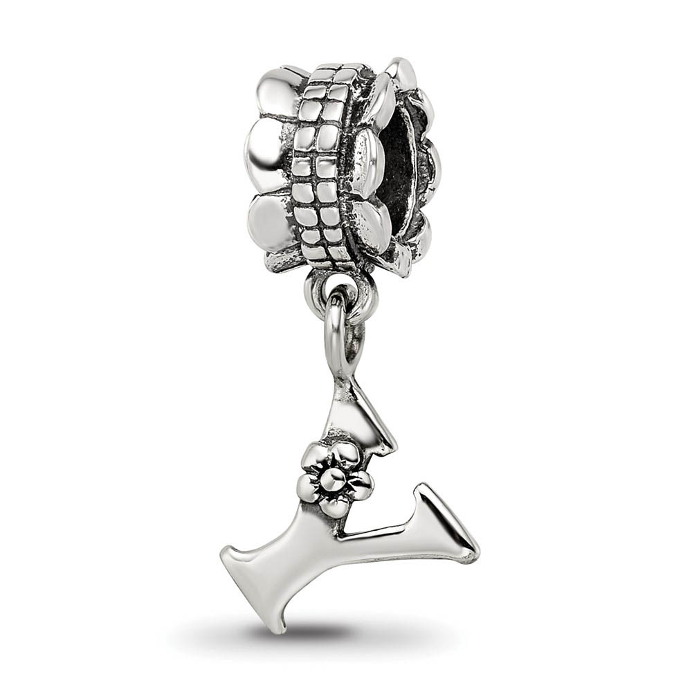 Sterling Silver Letter Y, Dangle Bead Charm