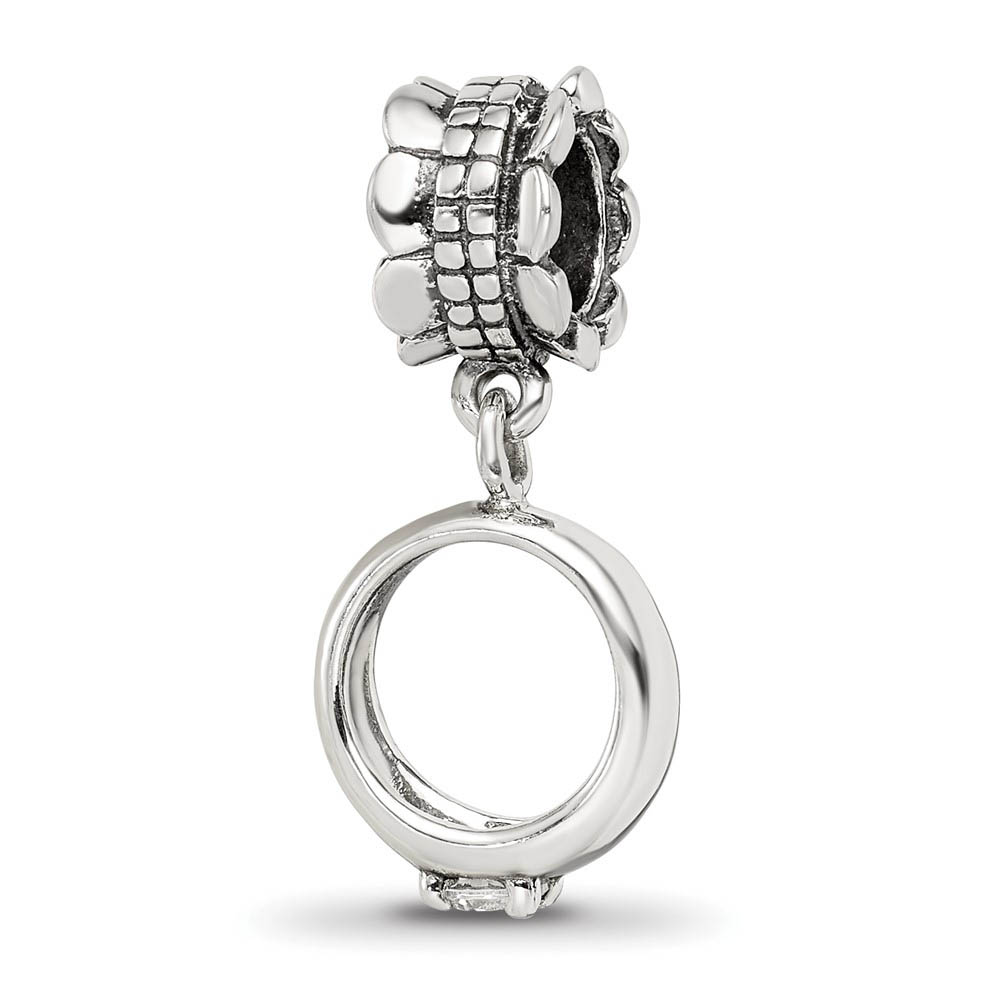 Sterling Silver and CZ Dangling Ring Bead Charm