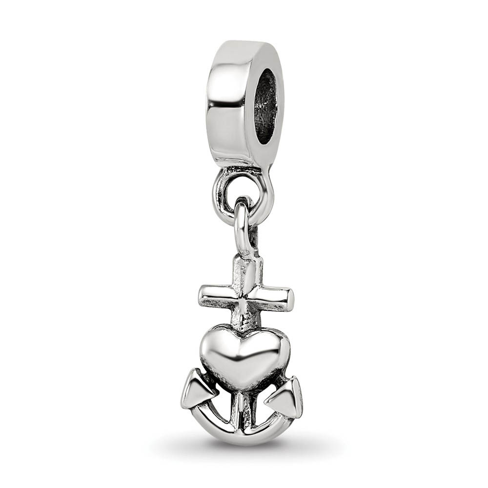 Sterling Silver Faith, Hope and Charity Dangle Bead Charm