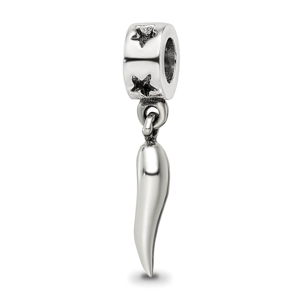 Italian Horn Charm in Silver for 3mm Charm Bracelets