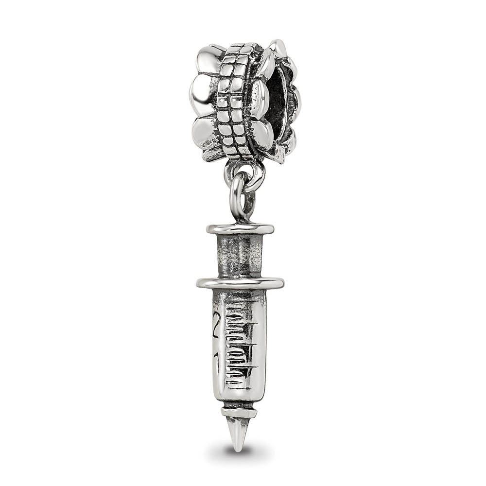 Sterling Silver Syringe Dangle Bead Charm