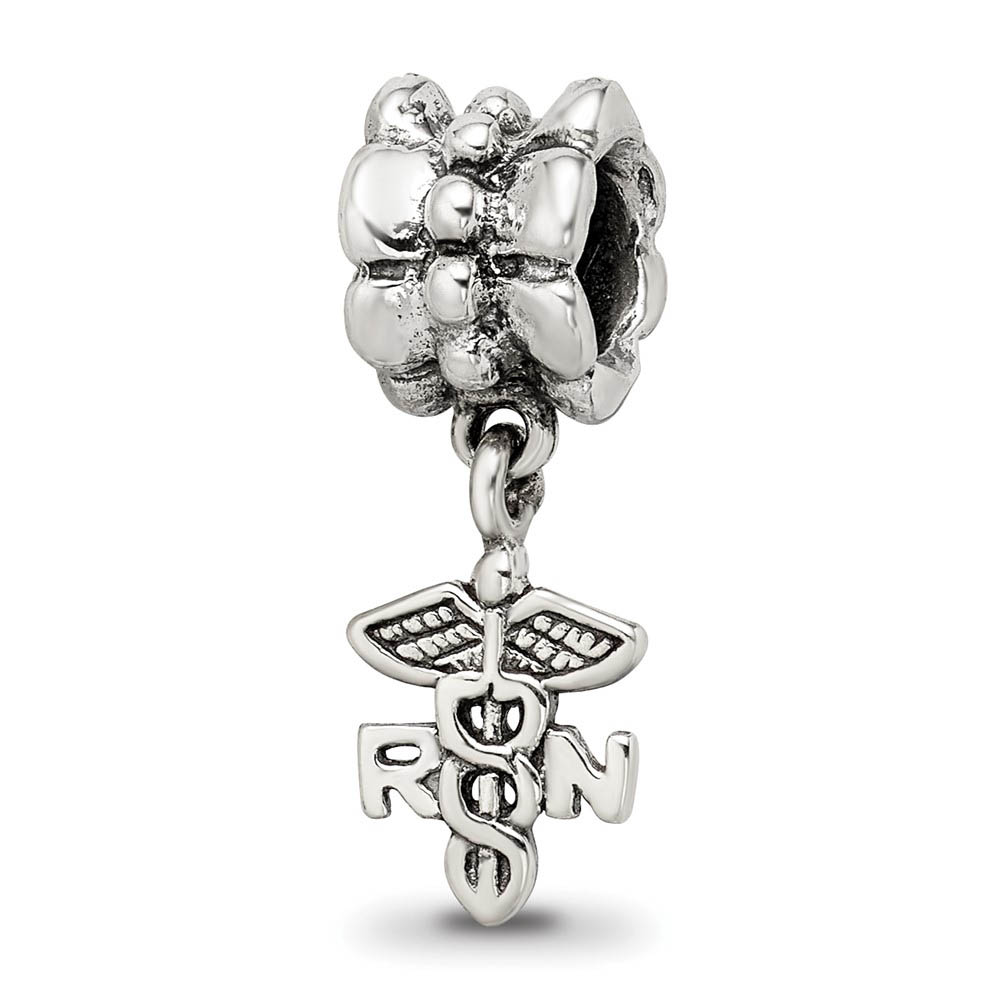 Sterling Silver RN Medical Dangle Bead Charm