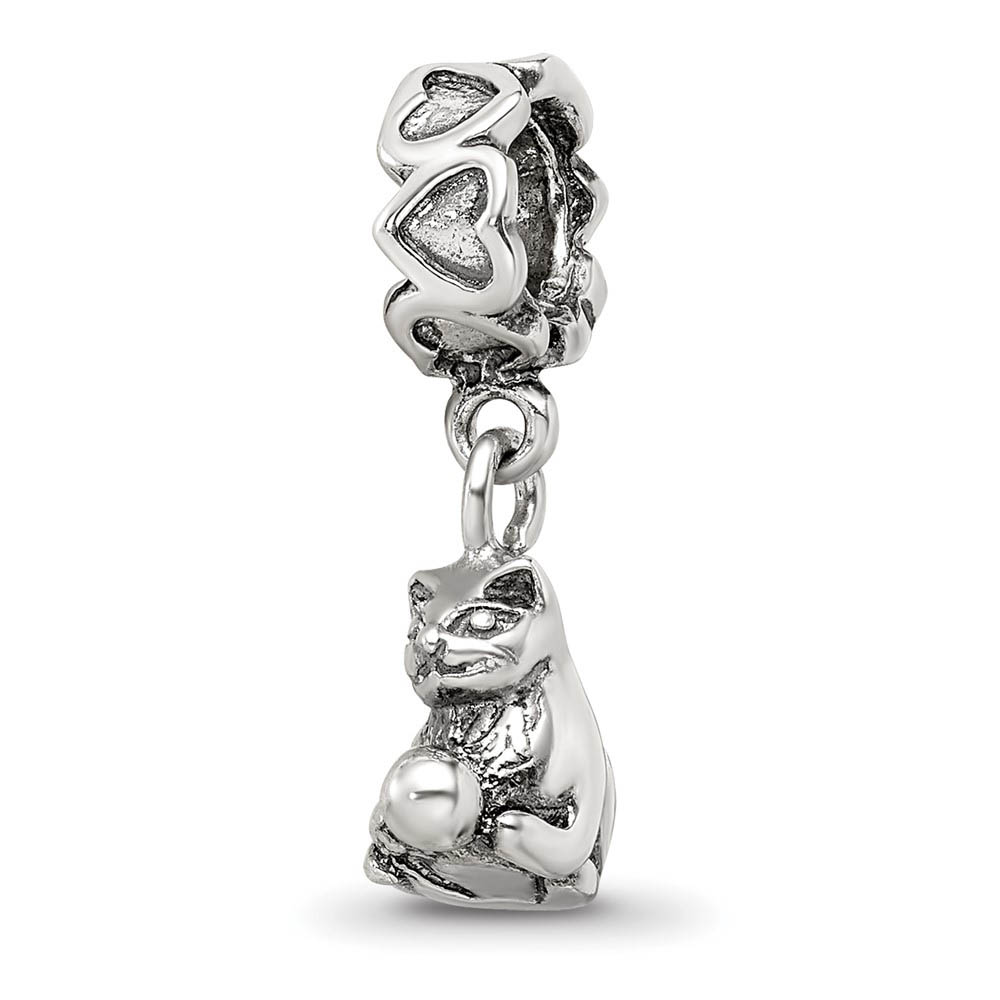 Sterling Silver Kitten Dangle Bead Charm