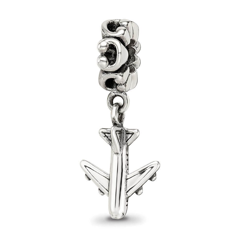 Sterling Silver Jetliner Dangle Bead Charm