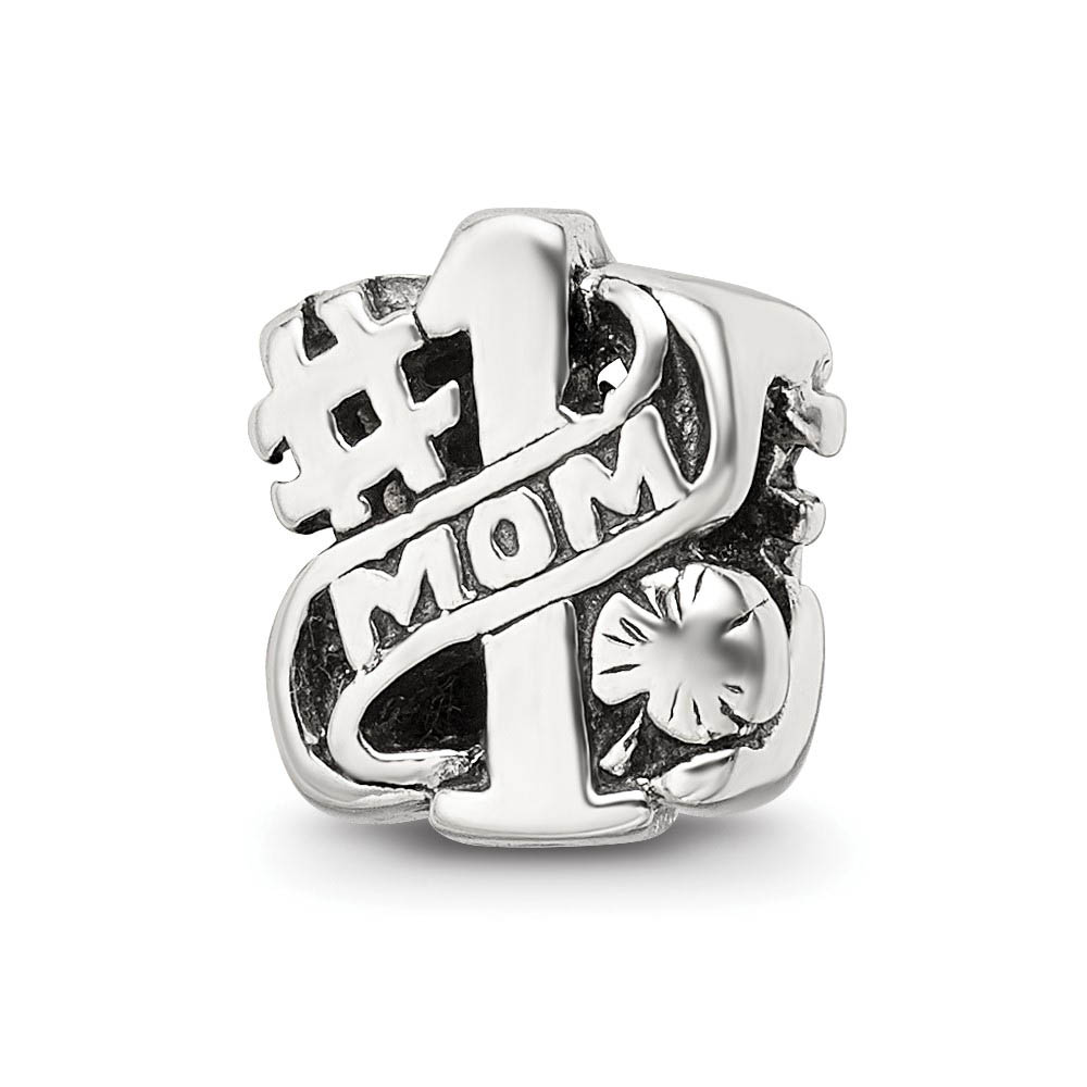 Sterling Silver #1 Mom Bead Charm