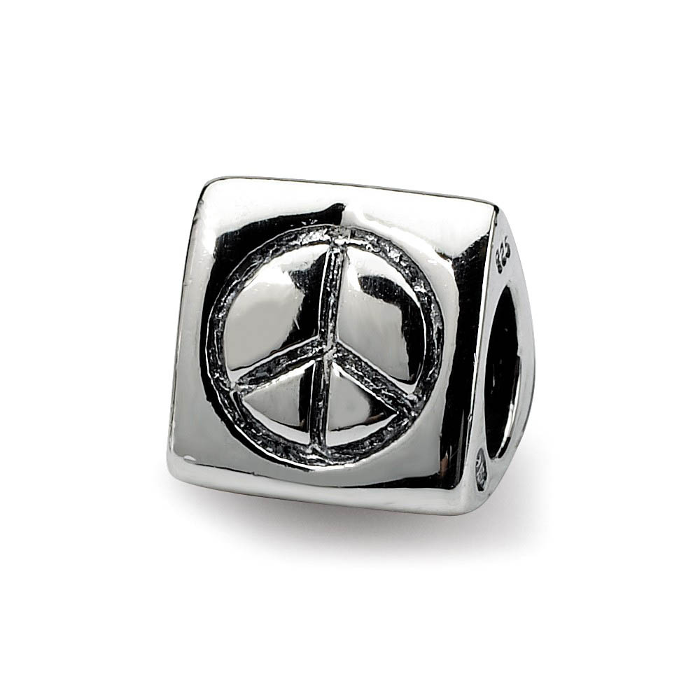 Sterling Silver Peace, Happiness and Love 3-Sided Bead Charm