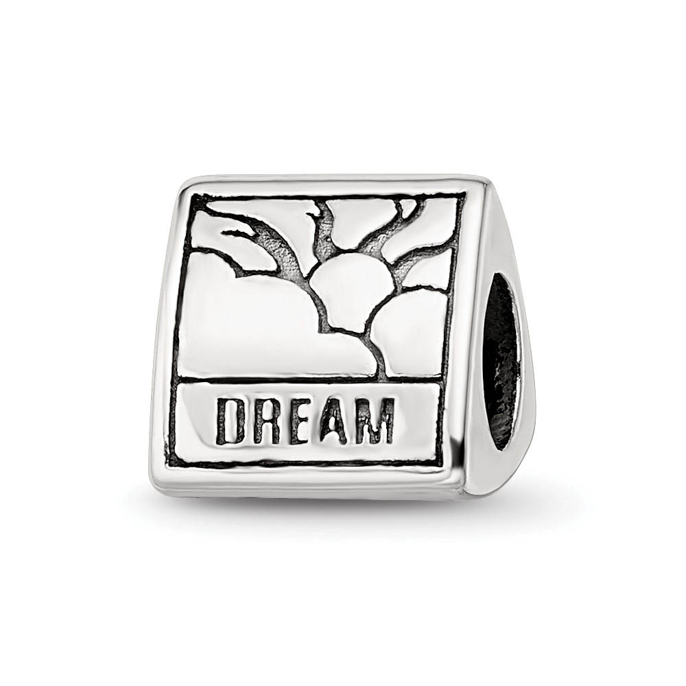 Sterling Silver Dream, Believe and Succeed 3-Sided Bead Charm