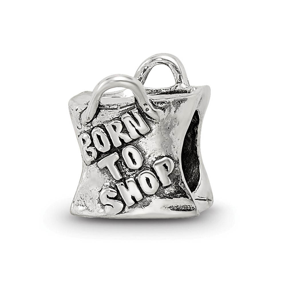 Sterling Silver, Born to Shop, Shopping Bag Bead Charm