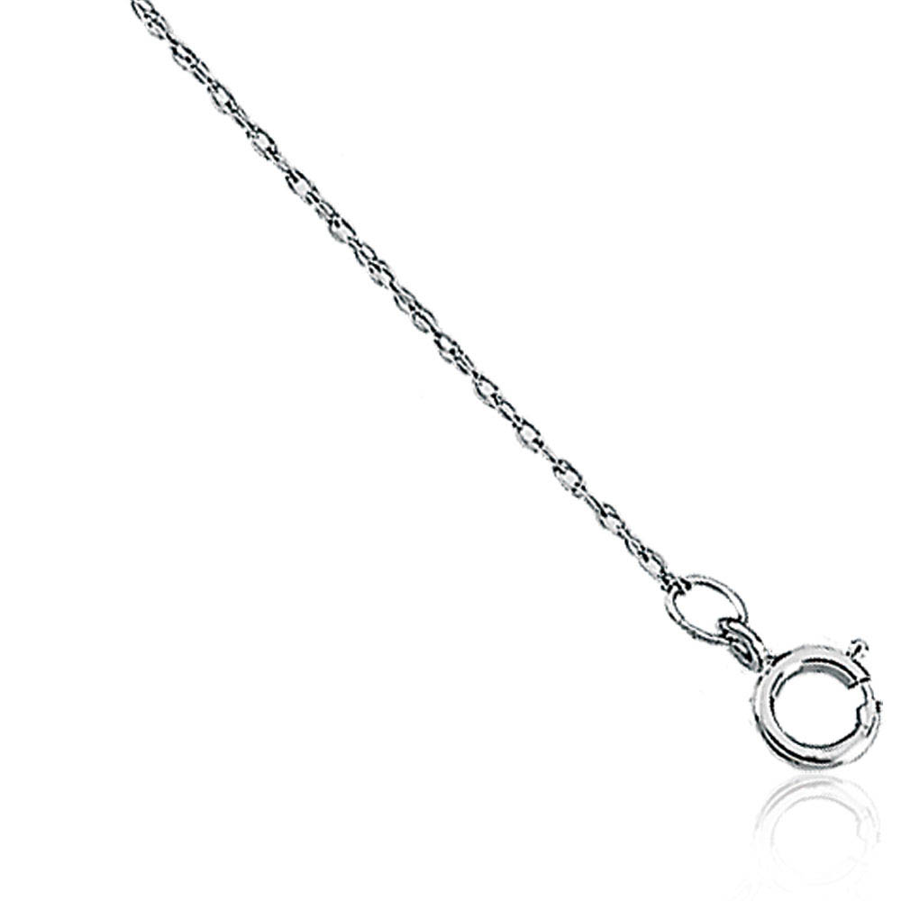 1mm, 14k White Gold, Solid Loose Rope Chain Necklace, 16 Inch