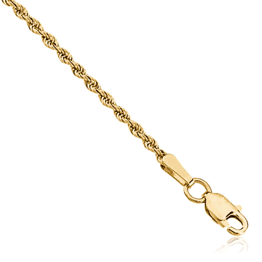 1.85mm 14k Yellow Gold Rope Chain Necklace, 18 Inch