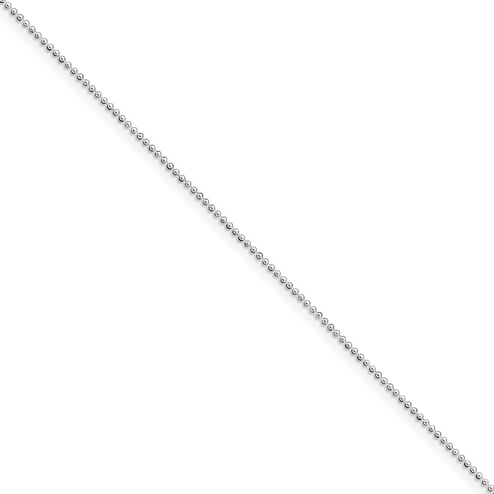 1 mm, Sterling Silver, Beaded Chain Anklet - inch