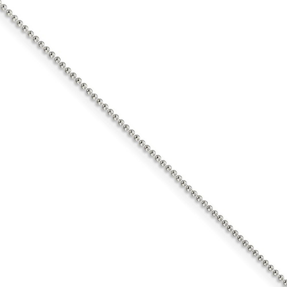 1mm Sterling Silver, Hollow Beaded Chain Necklace, 16 Inch