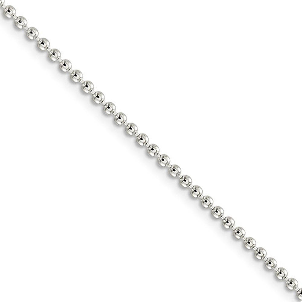 2mm Sterling Silver, Hollow Beaded Chain Necklace, 16 Inch