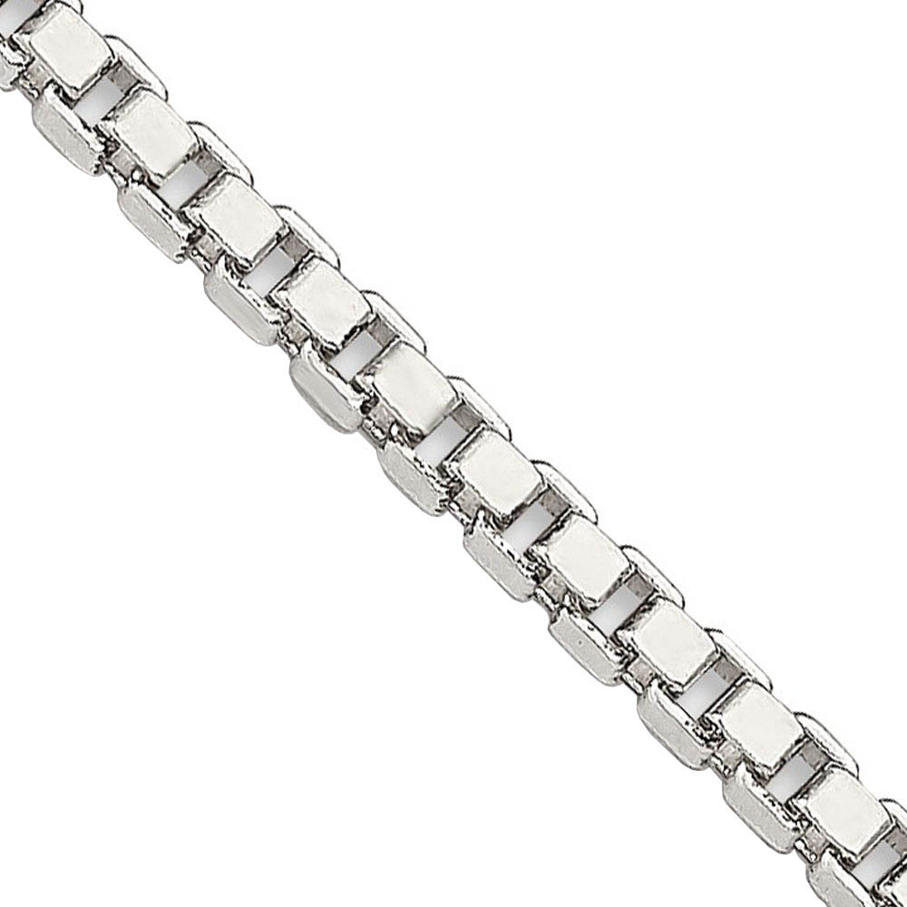 2mm Sterling Silver, Solid Box Chain Necklace