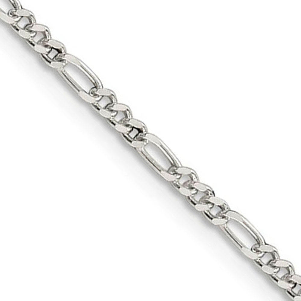 2.25mm Sterling Silver, Solid Figaro Chain Necklace