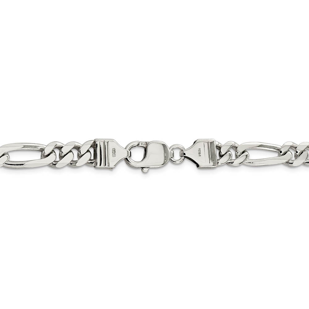 Men's 8mm Sterling Silver, Solid Figaro Chain Necklace - Picture 19 of 72