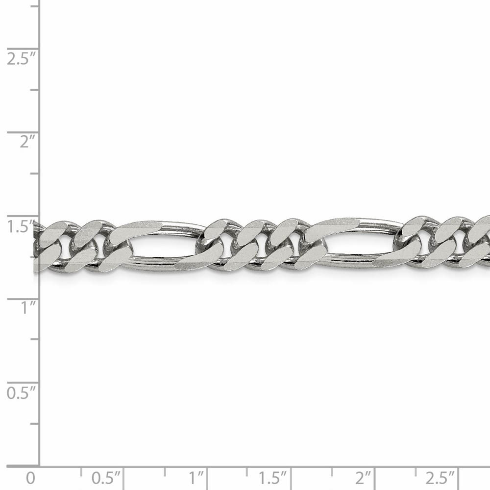 Men's 8mm Sterling Silver, Solid Figaro Chain Necklace - Picture 20 of 72