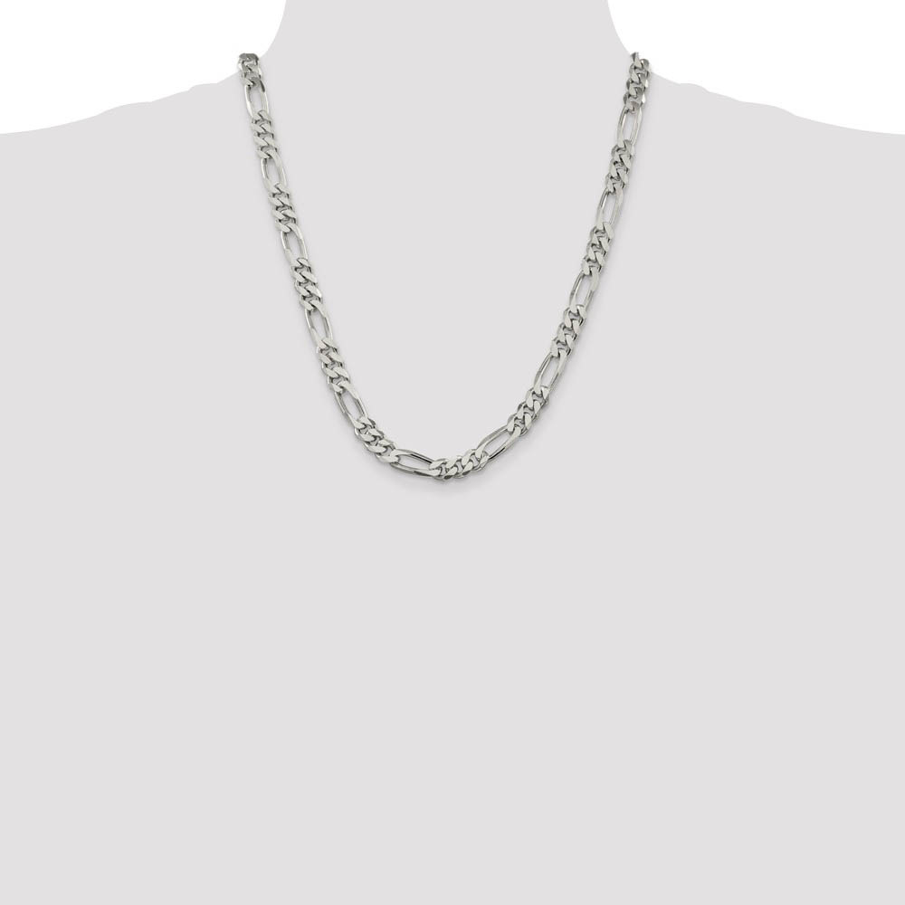 Men's 8mm Sterling Silver, Solid Figaro Chain Necklace - Picture 33 of 72