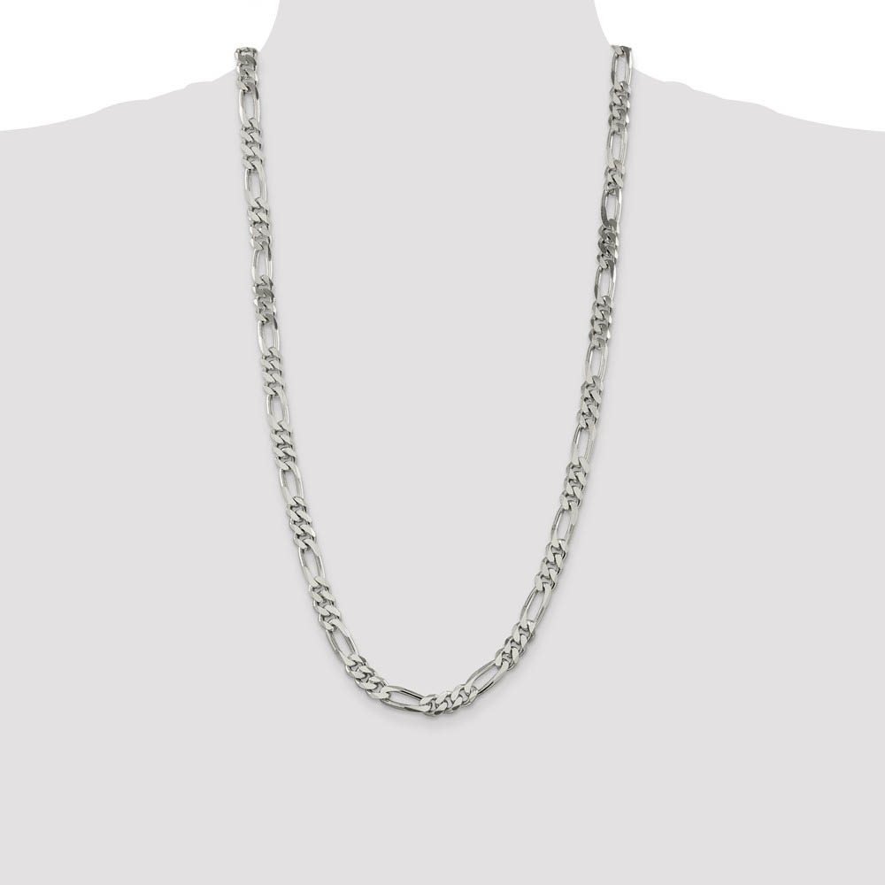 Men's 8mm Sterling Silver, Solid Figaro Chain Necklace - Picture 57 of 72